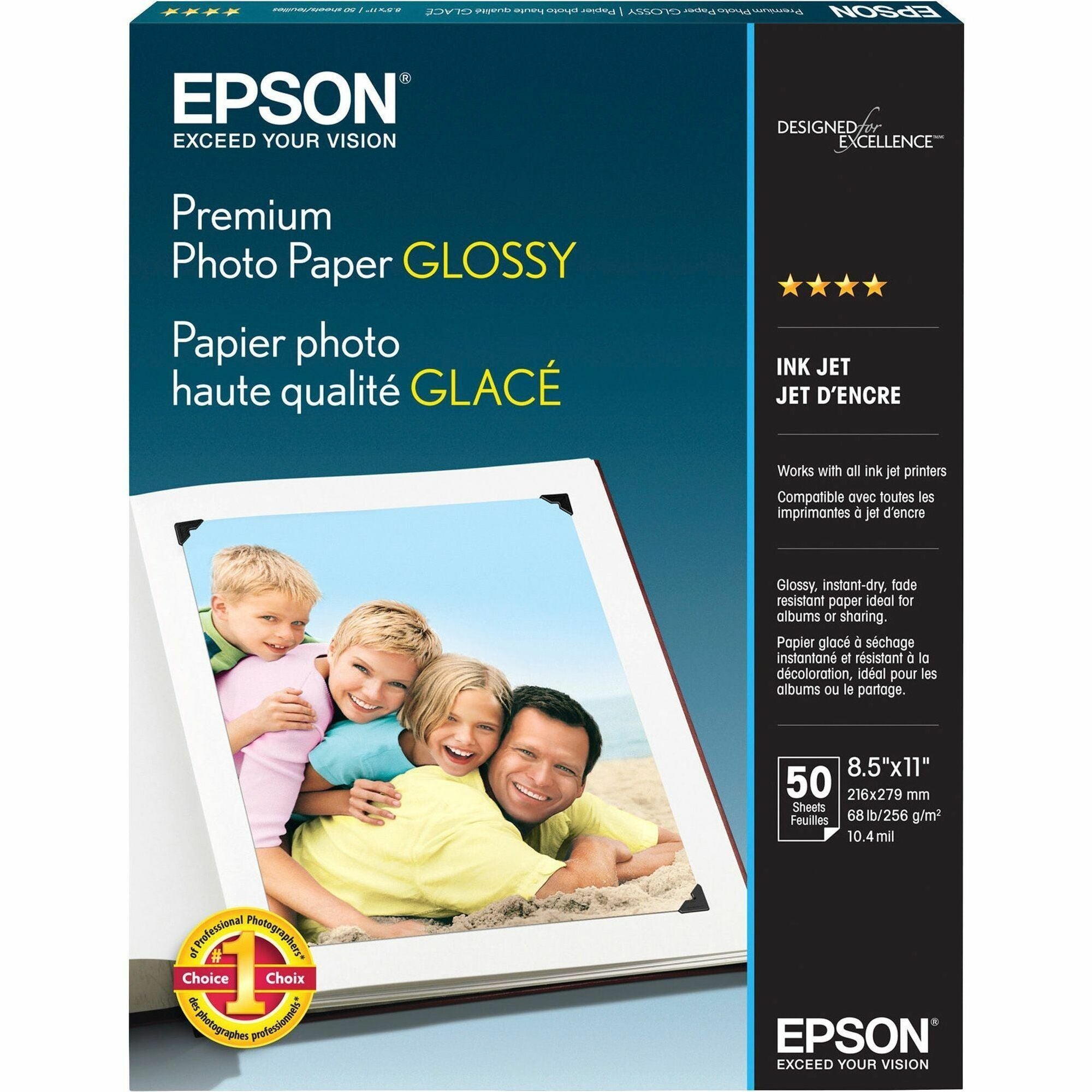 92 Brightness - 97% Opacity - Letter - 8 1/2" x 11" - 68 lb Basis Weight - High Gloss - White - 1 Pack