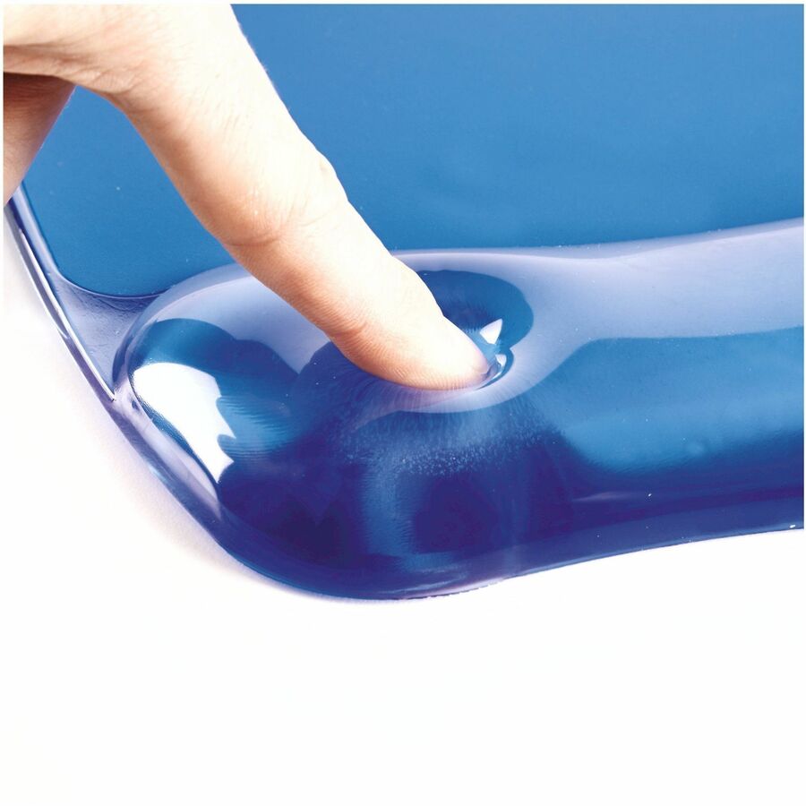 Fellowes Gel Wrist Rest - 0.63" Height x 18.50" Width x 2.25" Depth - Blue - Gel, Rubber, Cloth - Stain Resistant, Skid Proof - 1 Each
