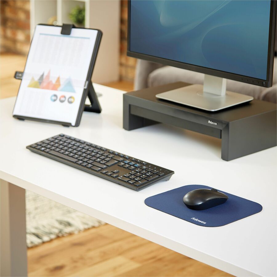 Fellowes Mouse Pad - 0.13" Height x 9" Width x 8" Depth - Blue - Rubber - Scratch Resistant - 1 Each