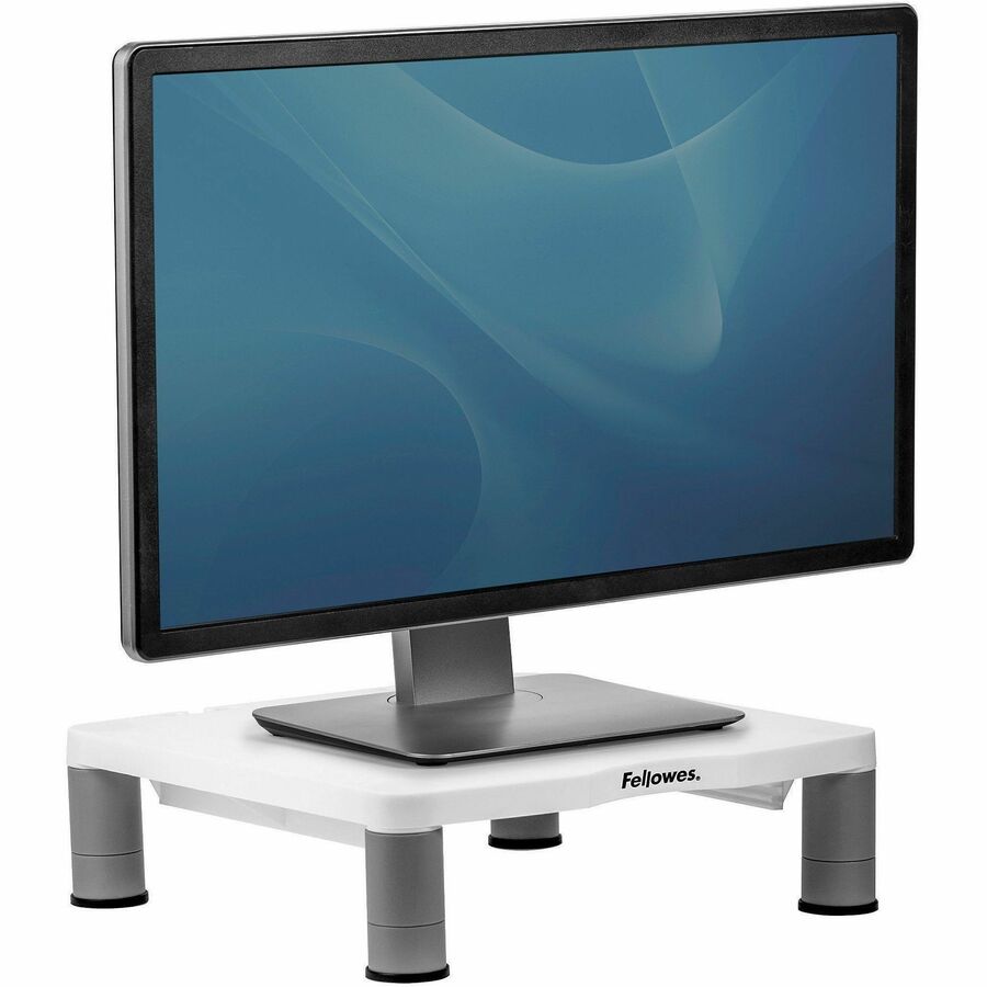 Fellowes Standard Monitor Riser - Up to 21" Screen Support - 60 lb Load Capacity - CRT, LCD Display Type Supported - 4" Height x 13.13" Width x 13.50" Depth - Desktop - Plastic - Graphite, Platinum