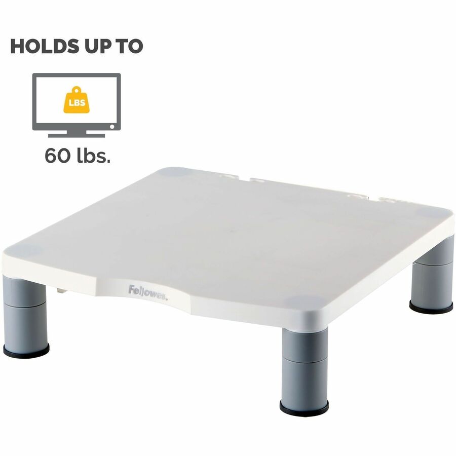 Fellowes Standard Monitor Riser - Up to 21" Screen Support - 60 lb Load Capacity - CRT, LCD Display Type Supported - 4" Height x 13.13" Width x 13.50" Depth - Desktop - Plastic - Graphite, Platinum