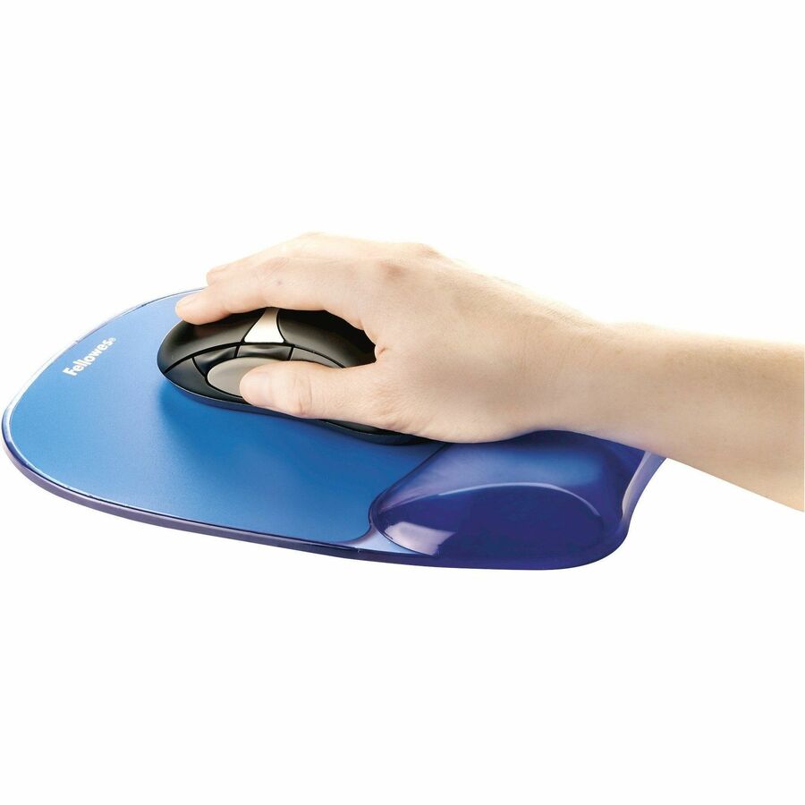 Fellowes Crystals Gel Mousepad/Wrist Rest - 0.75" Height x 7.88" Width x 9.19" Depth - Blue - Gel, Rubber - Stain Resistant, Skid Proof - 1 Each