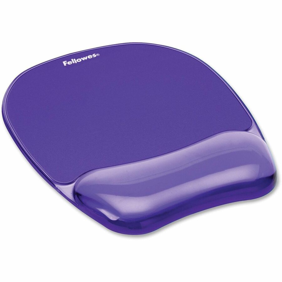 Fellowes Crystals Gel Mousepad/Wrist Rest - 0.75" Height x 7.88" Width x 9.19" Depth - Purple - Rubber, Gel - Stain Resistant, Skid Proof - 1 Each