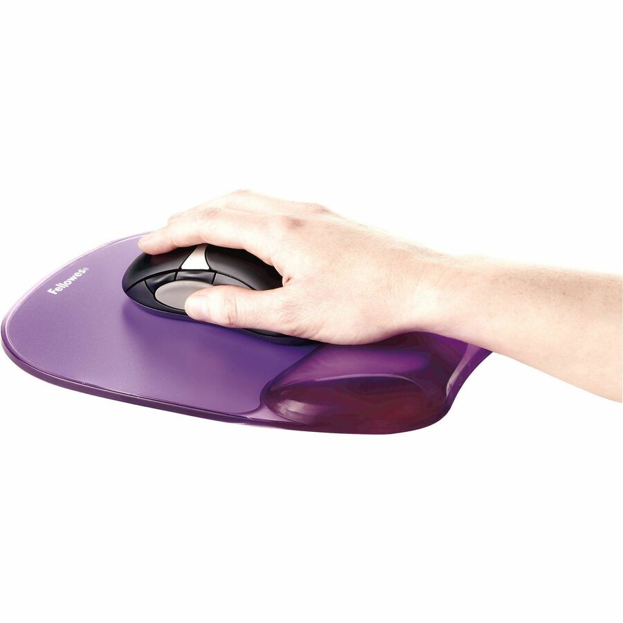 Fellowes Crystals Gel Mousepad/Wrist Rest - 0.75" Height x 7.88" Width x 9.19" Depth - Purple - Rubber, Gel - Stain Resistant, Skid Proof - 1 Each
