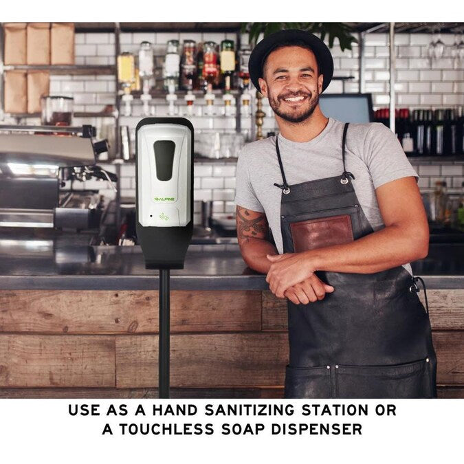 Automatic Hands-Free Liquid/Gel Hand Sanitizer/Soap Dispenser with Floor Stand, 1200 mL, White