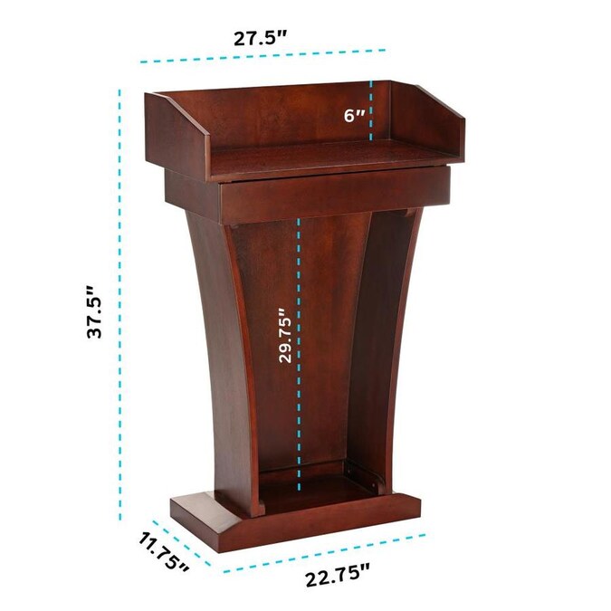 Wood Stand-Up Podium Lectern with Drawer, Cherry Wood Grain