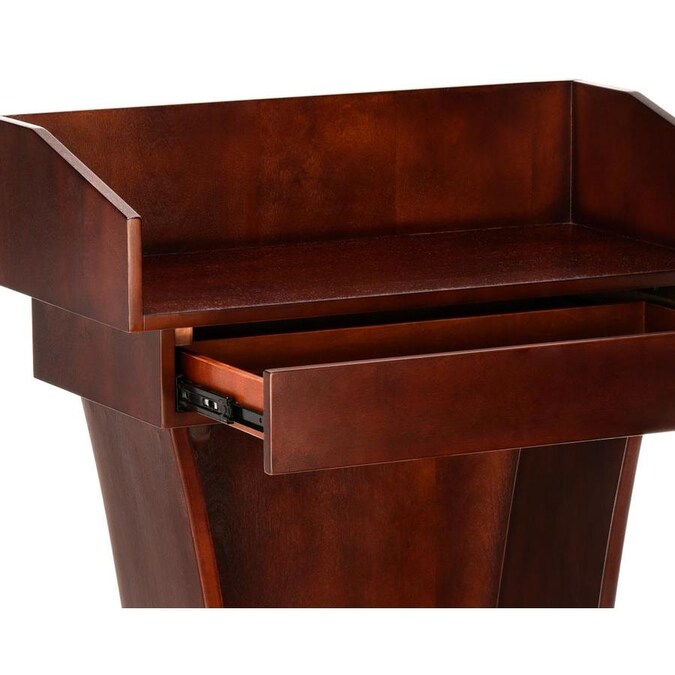 Wood Stand-Up Podium Lectern with Drawer, Cherry Wood Grain