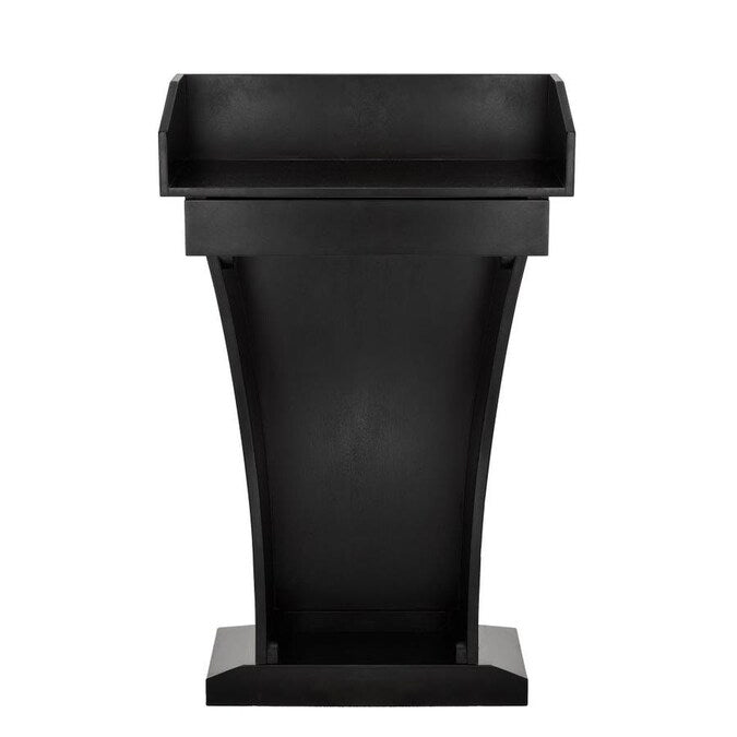 Black Wood Stand-Up Podium Lectern with Drawer and Storage Area with Black Cover