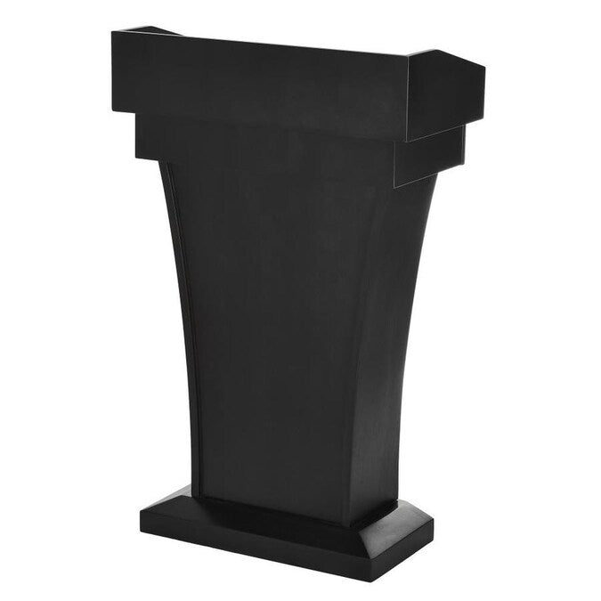 Black Wood Stand-Up Podium Lectern with Drawer and Storage Area with Black Cover