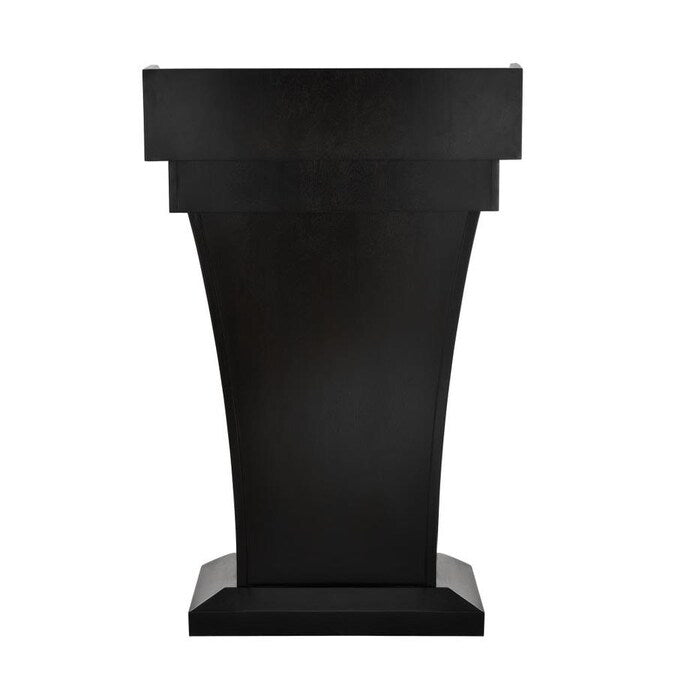 Black Wood Stand-Up Podium Lectern with Drawer and Storage Area with Black Cover