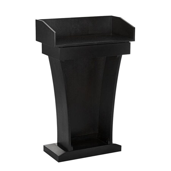 Black Wood Stand-Up Podium Lectern with Drawer and Storage Area with Black Cover