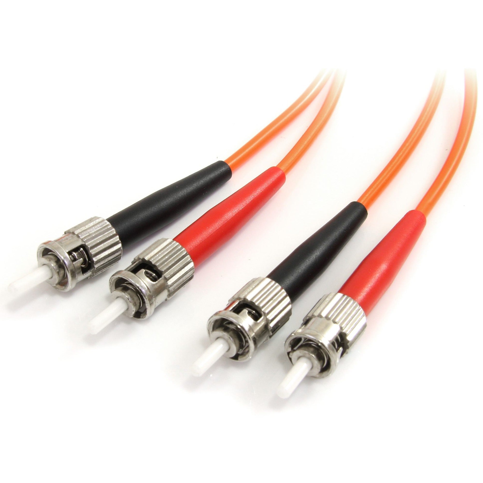 StarTech.com Duplex Fiber Optic Multimode Patch Cable, 6.56 ft, 2 x ST Male to 2 x ST Male, 62.5/125 µm, LSZH, Orange, 10 Gbit/s, 1 Each