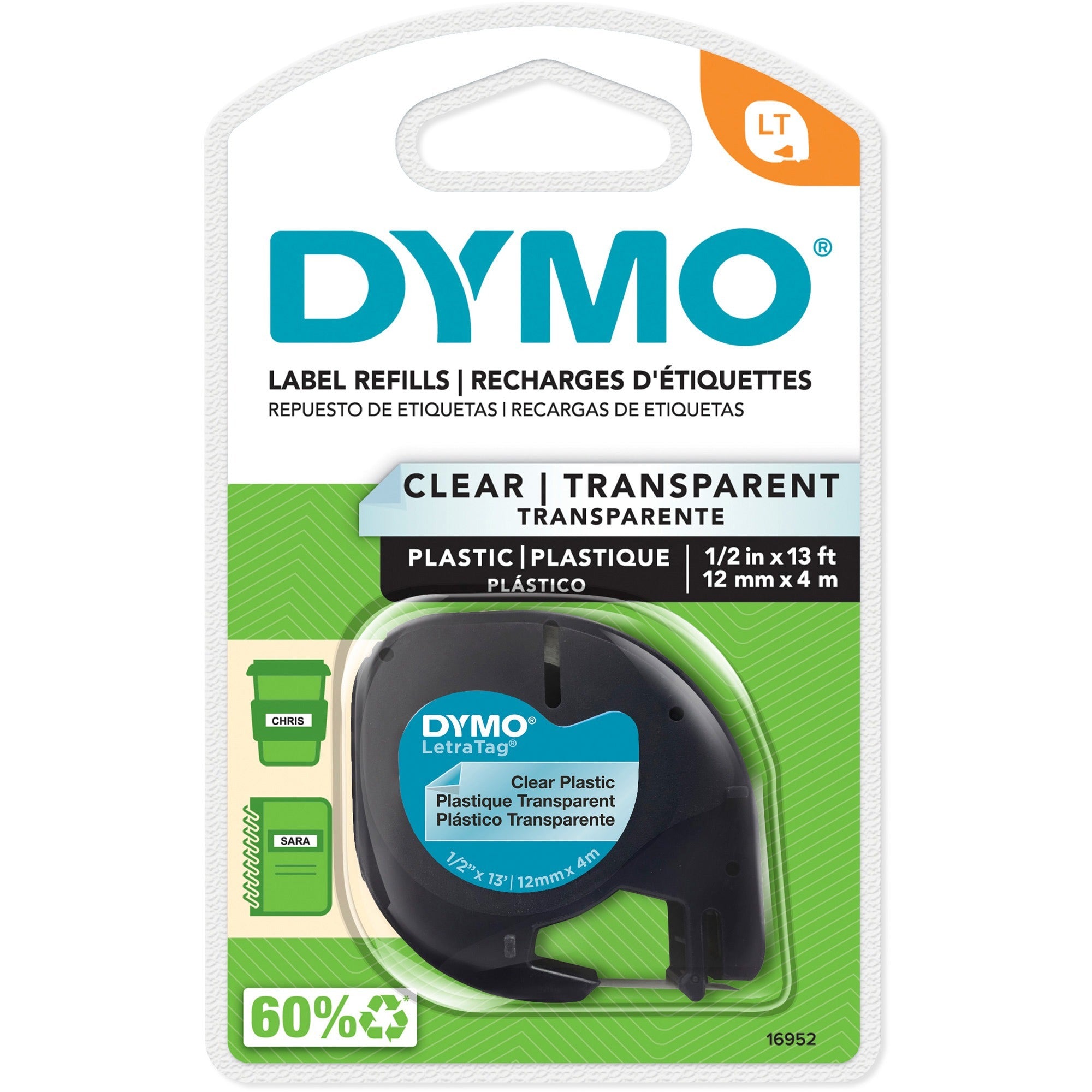 1/2" Width - Direct Thermal - Clear - Plastic - Easy Peel - 1 Each