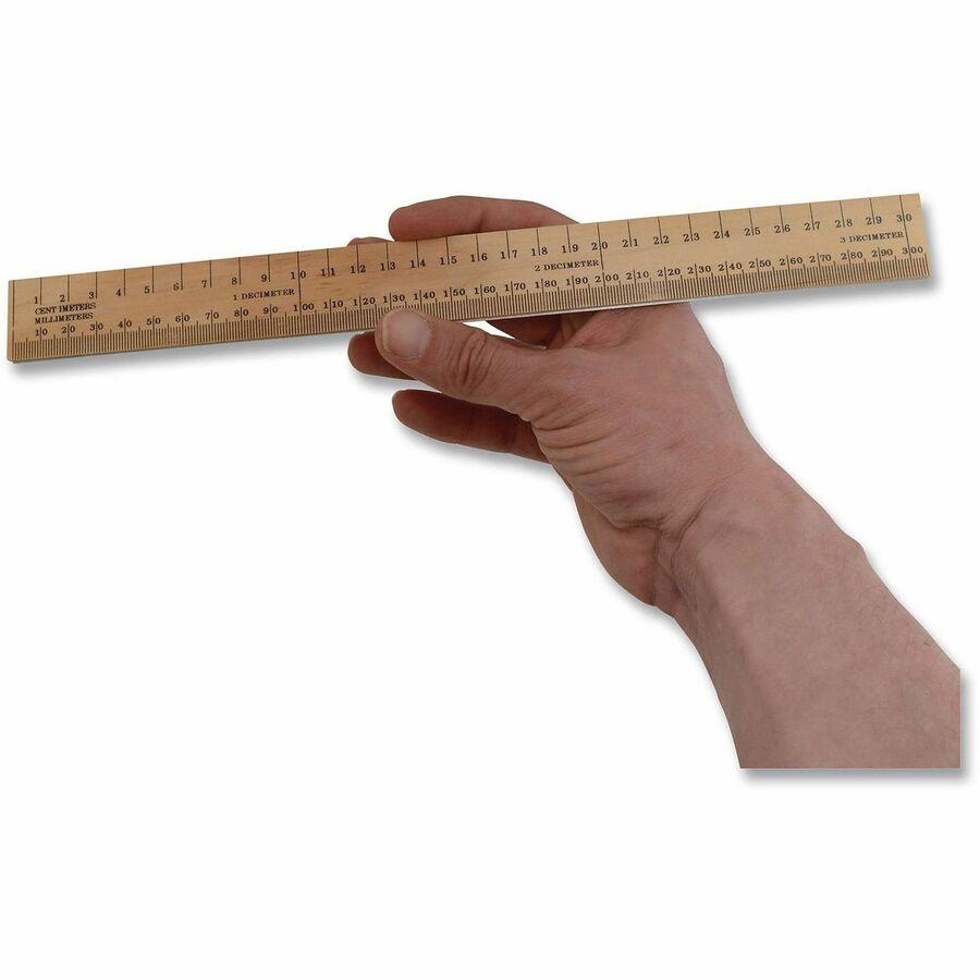 12" Length x 1" Width - 1/16 Graduations - Metric, Imperial Measuring System - Wood - 1 Each