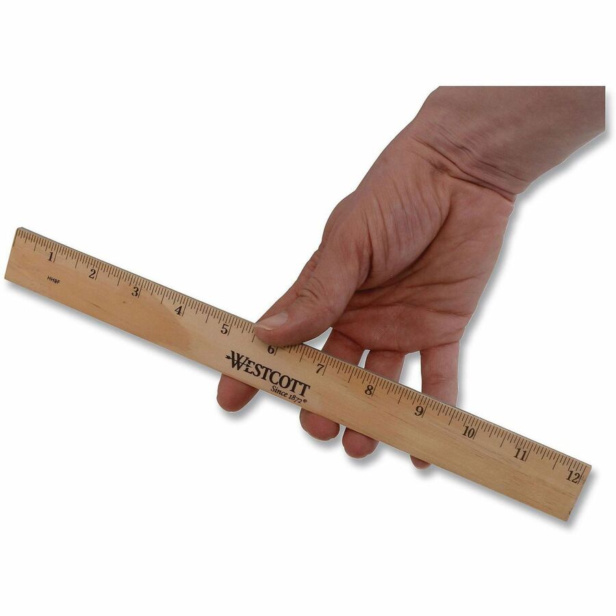 12" Length x 1" Width - 1/16 Graduations - Metric, Imperial Measuring System - Wood - 1 Each
