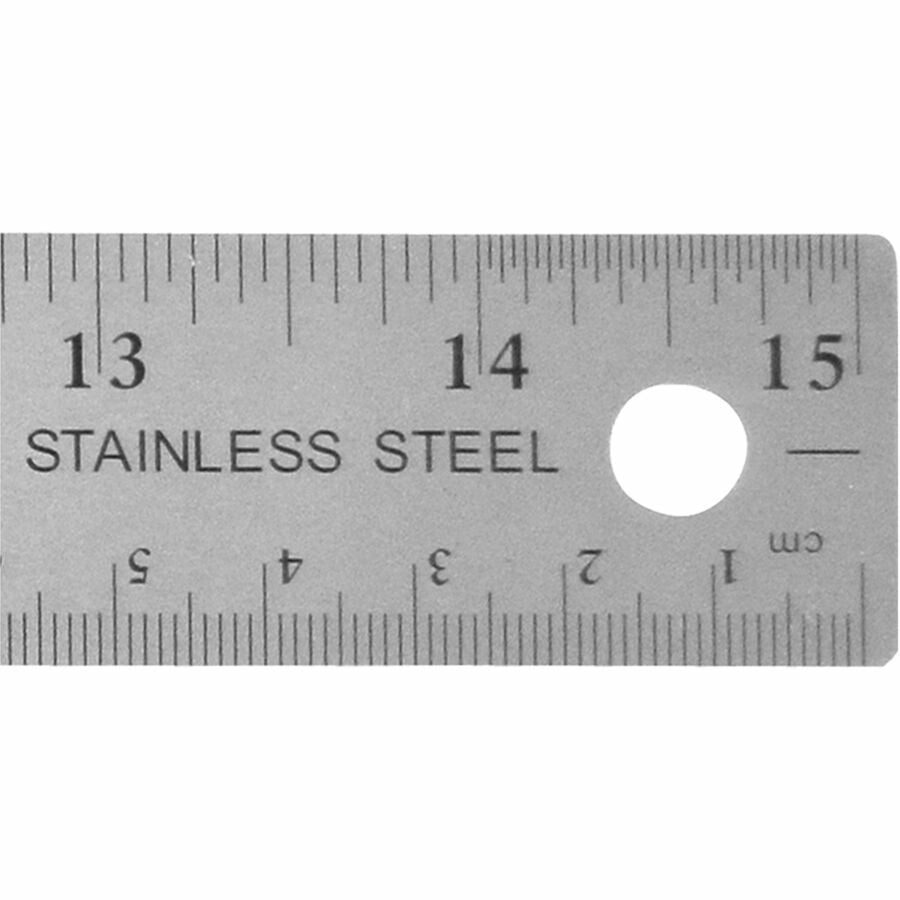 Westcott Stainless Steel Rulers - 15" Length x 1" Width - 1/16, 1/32 Graduations - Metric, Imperial Measuring System - Stainless Steel - Stainless Steel - 1 Each