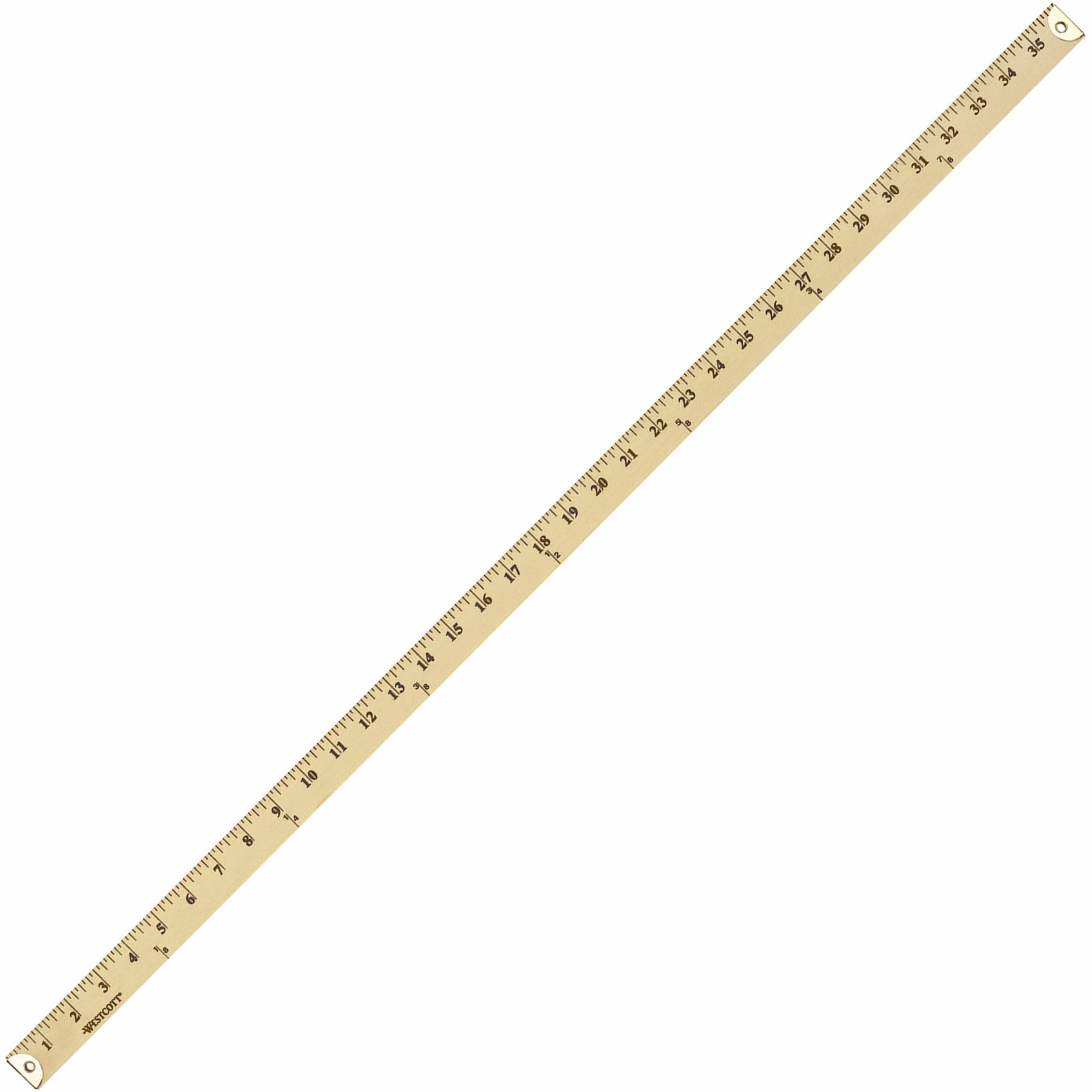 36" Length x 1" Width - 1/8 Graduations - Imperial Measuring System - Wood - Blue - 1 Each
