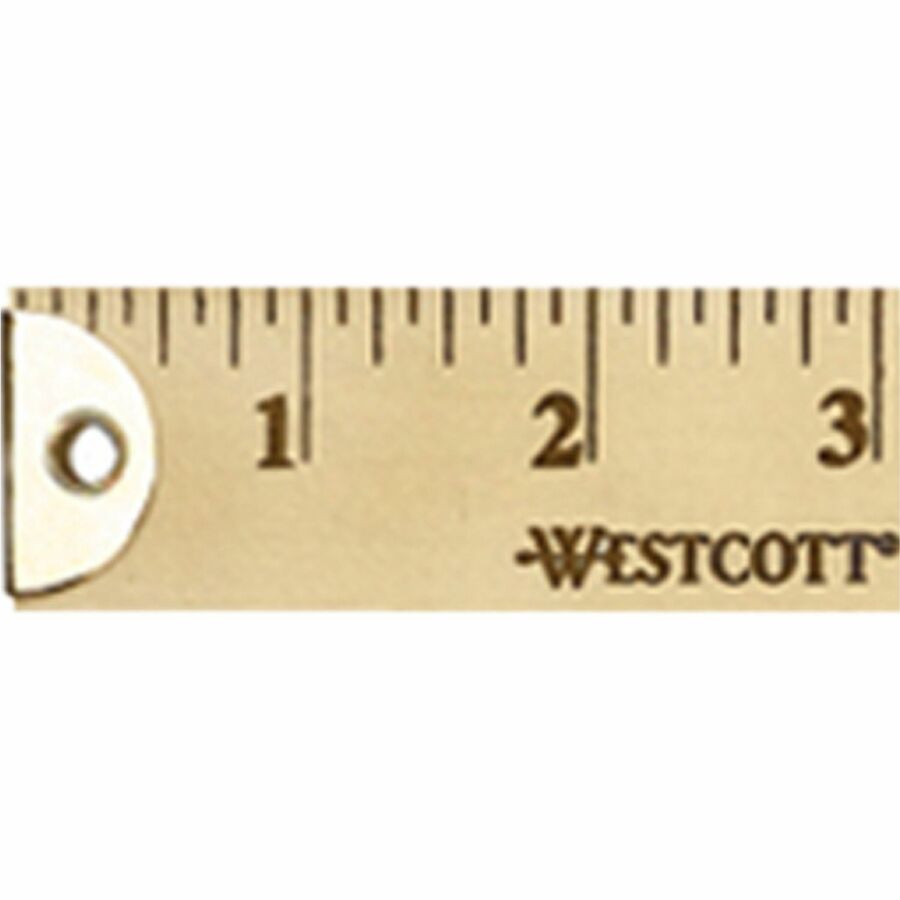 36" Length x 1" Width - 1/8 Graduations - Imperial Measuring System - Wood - Blue - 1 Each