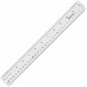 12" Length x 1" Width - 1/16 Graduations - Imperial, Metric Measuring System - Acrylic - Clear - 1 Each