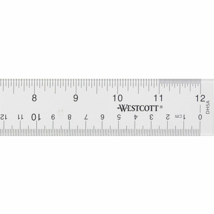 12" Length x 1" Width - 1/16 Graduations - Imperial, Metric Measuring System - Acrylic - Clear - 1 Each