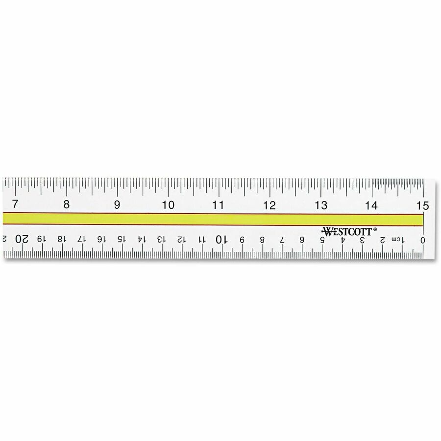 15" Length x 1" Width - Metric, Imperial Measuring System - Acrylic - Clear - 1 Each