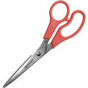 3.50" Cutting Length - 8" Overall Length - Straight-left/right - Stainless Steel - Pointed Tip - Red, Silver - 1 Each