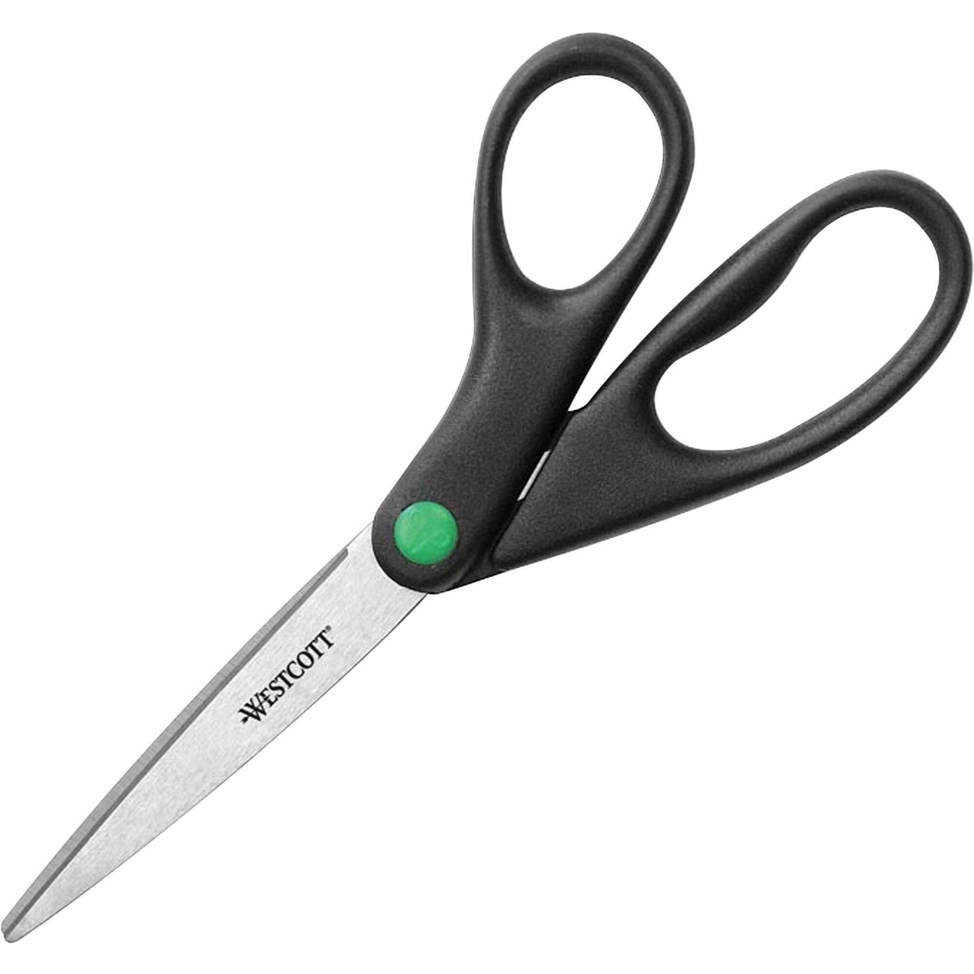 3.25" Cutting Length - 8" Overall Length - Straight-left/right - Stainless Steel - Pointed Tip - Black - 1 Each