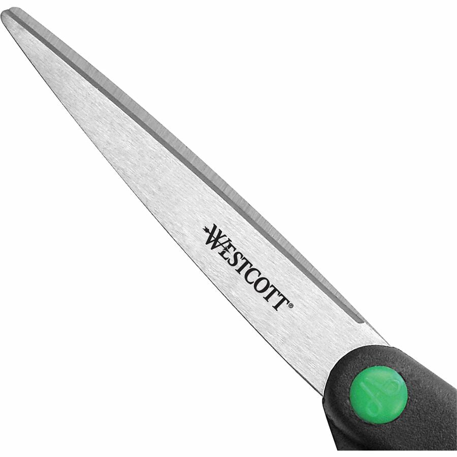 3.25" Cutting Length - 8" Overall Length - Straight-left/right - Stainless Steel - Pointed Tip - Black - 1 Each