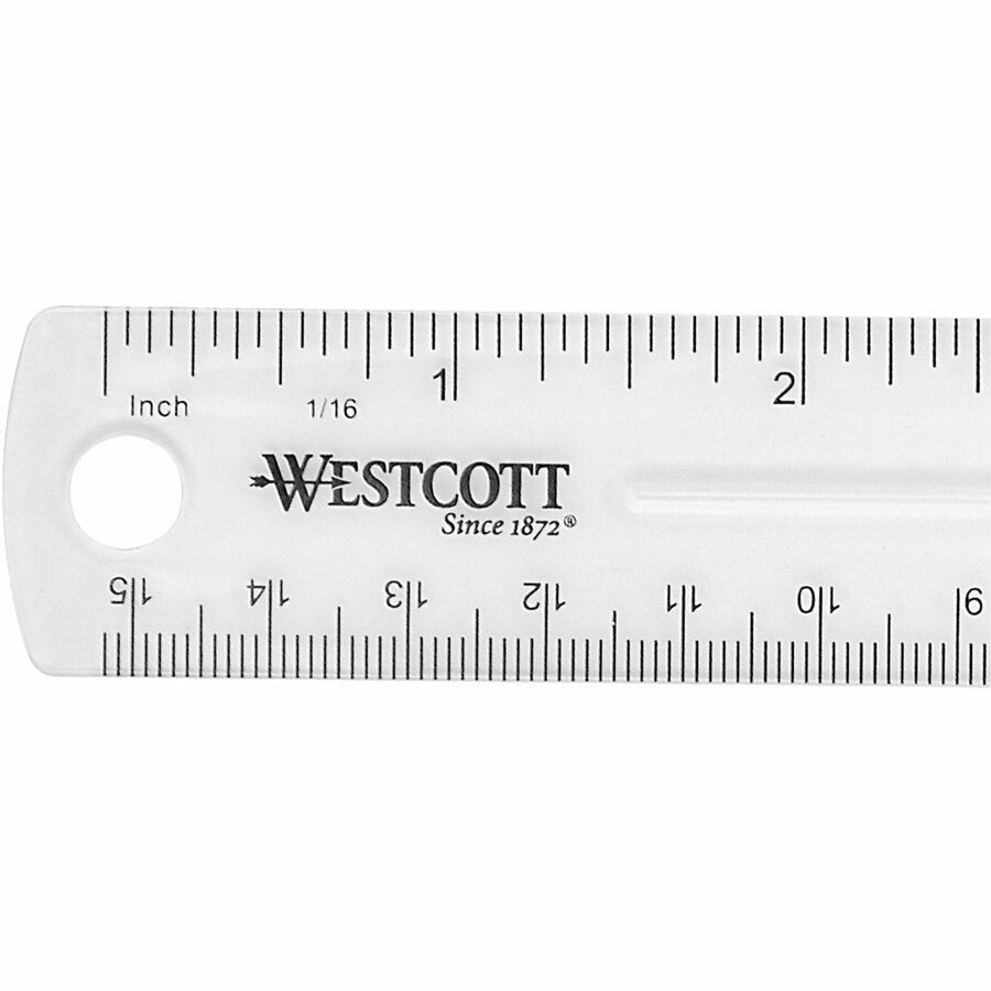 6" Length x 1" Width - 1/16 Graduations - Metric, Imperial Measuring System - Plastic - Clear - 1 Each