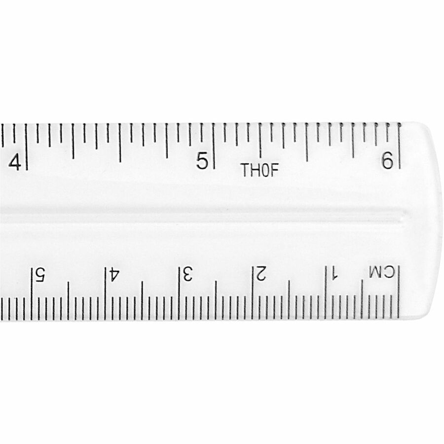 6" Length x 1" Width - 1/16 Graduations - Metric, Imperial Measuring System - Plastic - Clear - 1 Each
