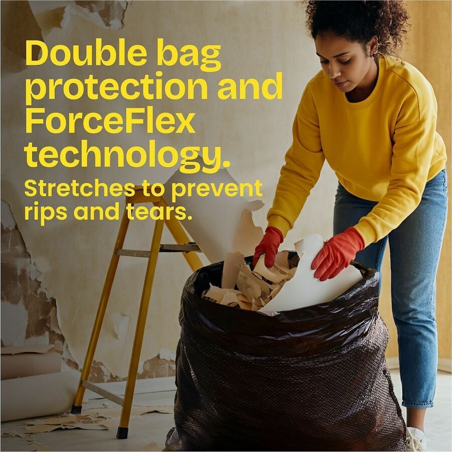 Glad Large Drawstring Trash Bags - ForceFlexPlus - 30 gal Capacity - 32" Length x 30" Width x 1.05 mil (27 Micron) Thickness - Black - Office Waste - 70 / Carton