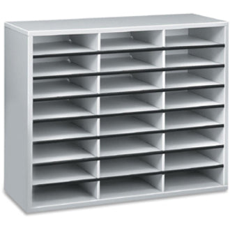 24 Compartment(s) - Compartment Size : 2.50" x 9" - 23.44" Height x 29" Width x 11.88" Depth - Corrugated, Adhesive Label - Melamine - Dove Gray - Fiberboard, Wood - 1 Each
