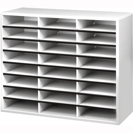 24 Compartment(s) - Compartment Size : 2.50" x 9" - 23.44" Height x 29" Width x 11.88" Depth - Corrugated, Adhesive Label - Melamine - Dove Gray - Fiberboard, Wood - 1 Each