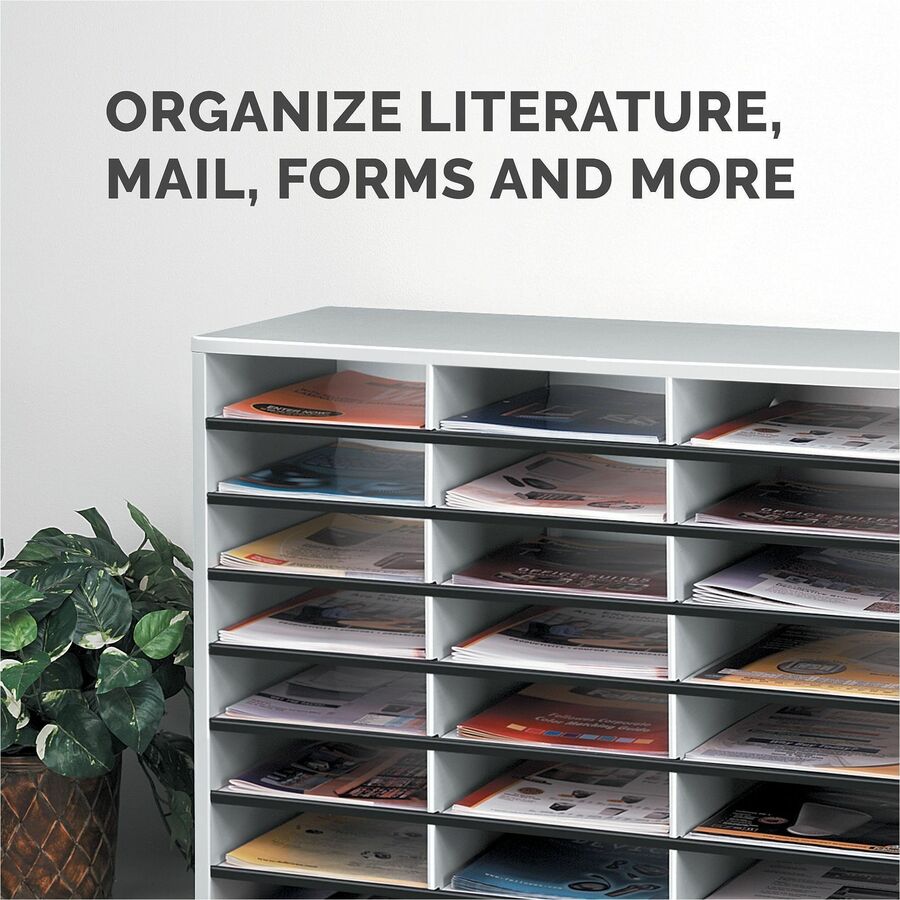 48 Compartment(s) - Compartment Size : 2.50" x 9" x 11.62" - 34.69" Height x 38.25" Width x 11.88" Depth - Corrugated - Dove Gray - Fiberboard, Wood - 1 Each