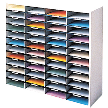 48 Compartment(s) - Compartment Size : 2.50" x 9" x 11.62" - 34.69" Height x 38.25" Width x 11.88" Depth - Corrugated - Dove Gray - Fiberboard, Wood - 1 Each