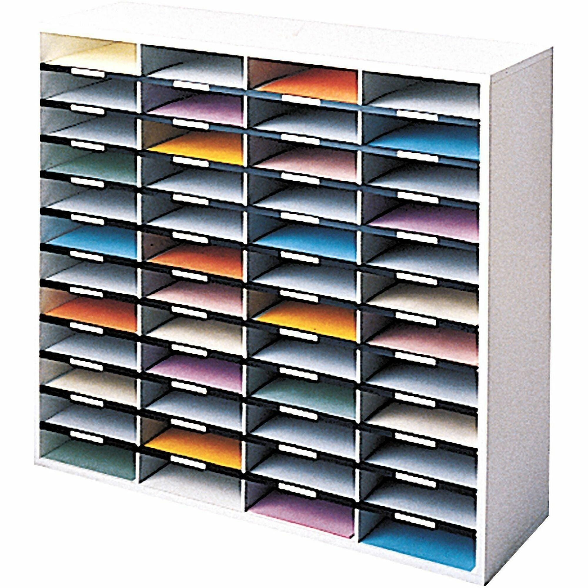 48 Compartment(s) - Compartment Size : 2.50" x 9" x 11.62" - 34.69" Height x 38.25" Width x 11.88" Depth - Corrugated - Dove Gray - Fiberboard, Wood - 1 Each