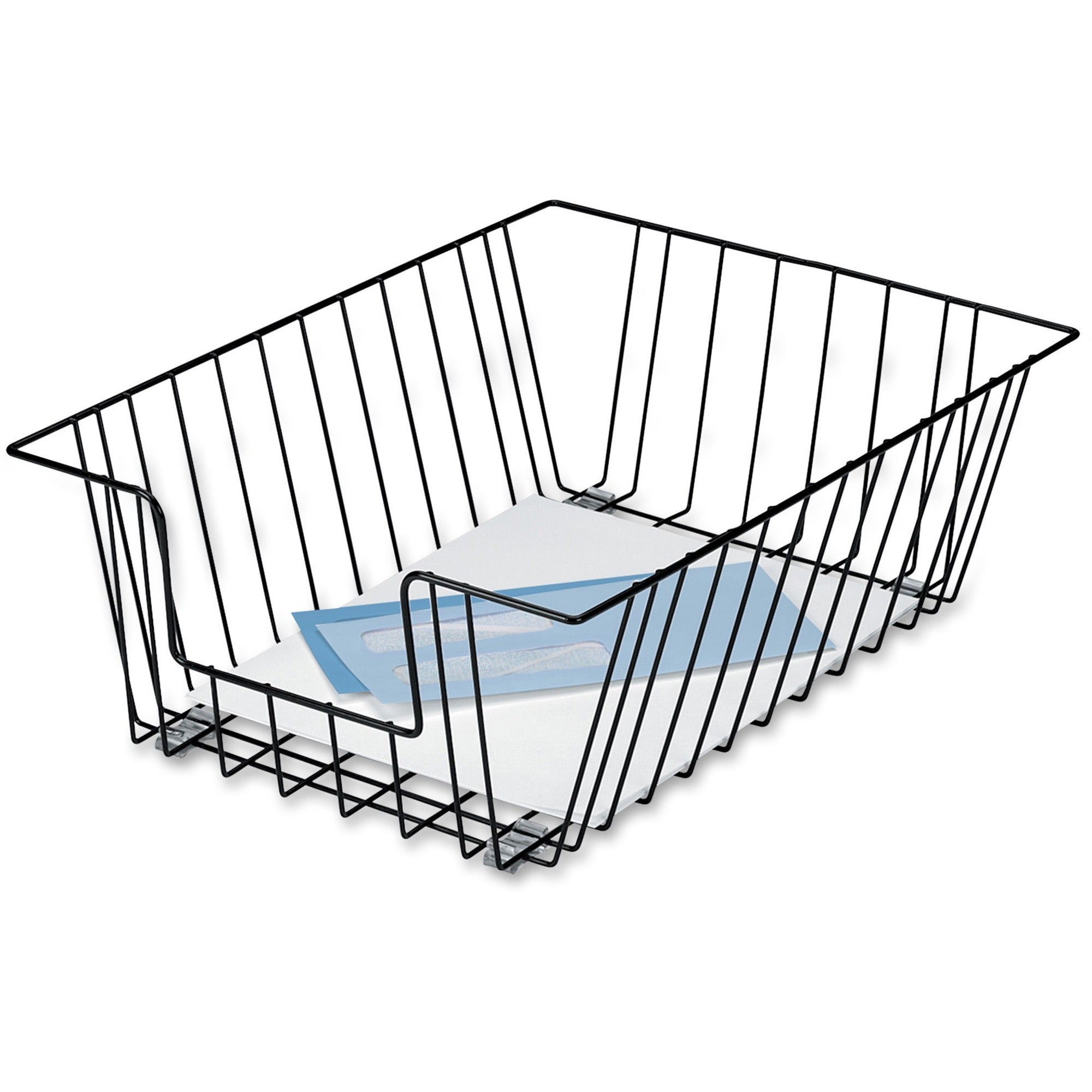Compartment Size : 8.50" x 14" x 5" - 5" Height x 12" Width x 16.50" Depth - Desktop - Stackable - Black - Steel - 1 Each