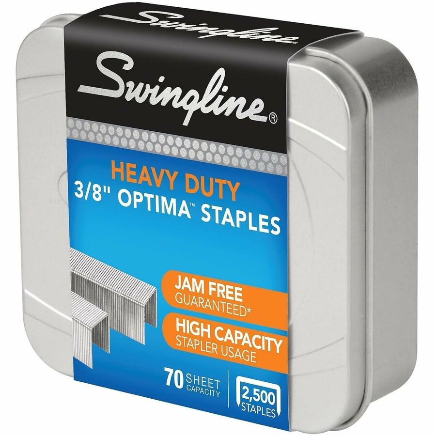 High Capacity - 3/8" Leg - 1/2" Crown - Holds 70 Sheet(s) - for Paper - Silver - 0.5" Width x 0.4" Length - 125 Per Strip - 2500 / Box