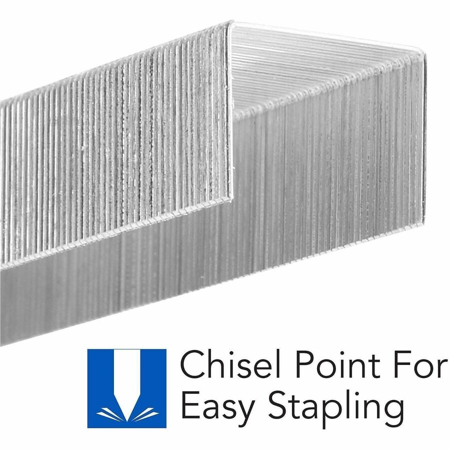 High Capacity - 3/8" Leg - 1/2" Crown - Holds 70 Sheet(s) - for Paper - Silver - 0.5" Width x 0.4" Length - 125 Per Strip - 2500 / Box