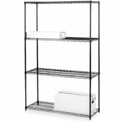 Lorell Industrial Wire Shelving - 4 Shelf(ves) - 4 Tier(s) - 72" Height x 36" Width x 18" Depth - Powder Coated - Black - Steel - 1 Each