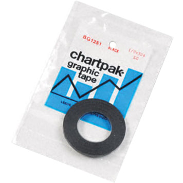 Chartpak Glossy Graphic Tape - 27 ft Length x 0.13" Width - Black - Creep Resistant - For Artwork, Decorating - 1 Roll