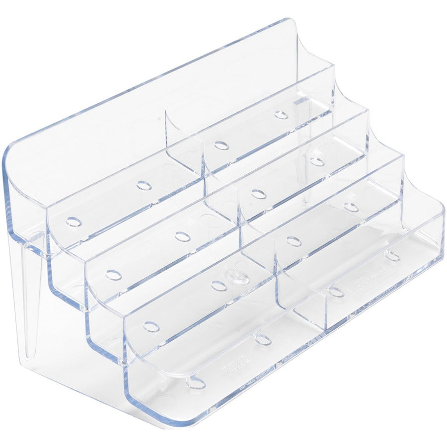 Deflecto Business Card Holder - 0.4" Height x 7.9" Width x 3.5" Depth - Acrylic - Clear - 1 Each