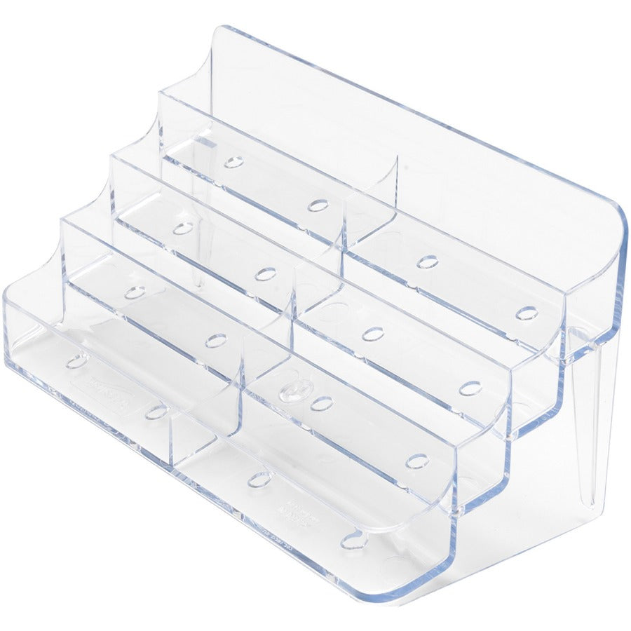 Deflecto Business Card Holder - 0.4" Height x 7.9" Width x 3.5" Depth - Acrylic - Clear - 1 Each