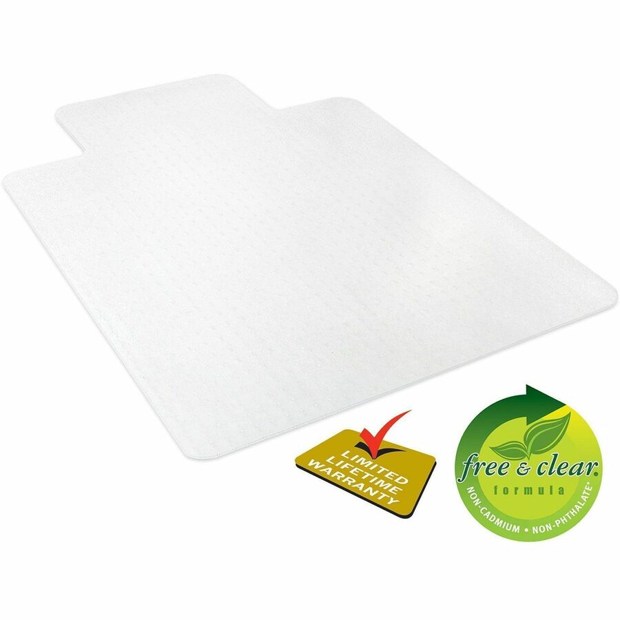Carpeted Floor - 48" Length x 36" Width - Lip Size 12" Length x 20" Width - Vinyl - Clear - 1 Each