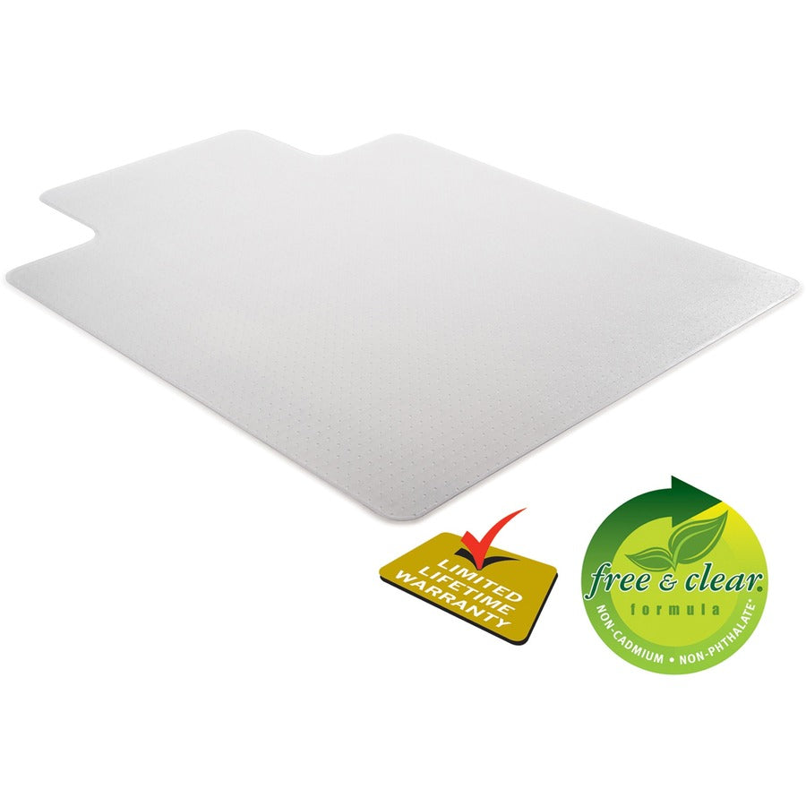 Deflecto DuraMat for Carpet - Carpeted Floor - 48" Length x 36" Width - Lip Size 12" Length x 20" Width - Vinyl - Clear - 1 Each