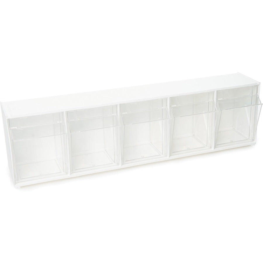 Deflecto Tilt Bin Interlocking Multi-Bin Storage Organizer - 5 Compartment(s) - 6.50" Height x 23.63" Width x 5.25" Depth - Desktop - White - 1 Each