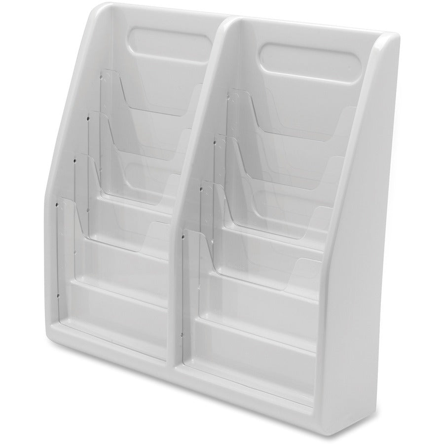 Deflecto Multi-Compartment Literature Display - 8 Pocket(s) - 19.75" Height x 20.25" Width x 5" Depth - Desktop - Durable, Lightweight - Gray - Plastic - 1 Each
