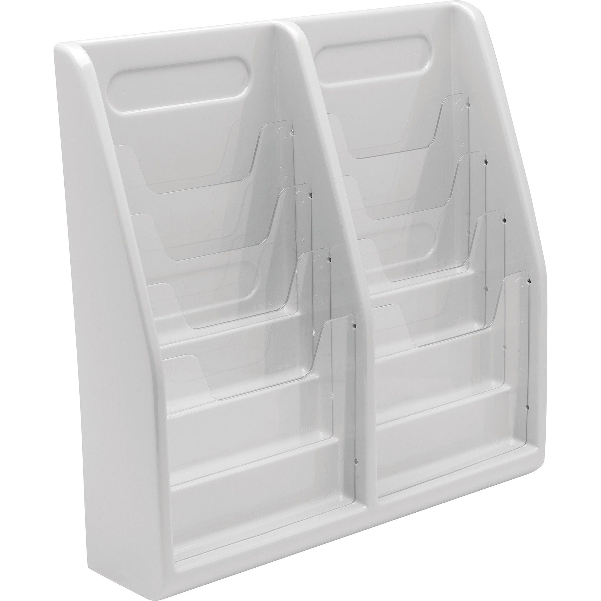 Deflecto Multi-Compartment Literature Display - 8 Pocket(s) - 19.75" Height x 20.25" Width x 5" Depth - Desktop - Durable, Lightweight - Gray - Plastic - 1 Each