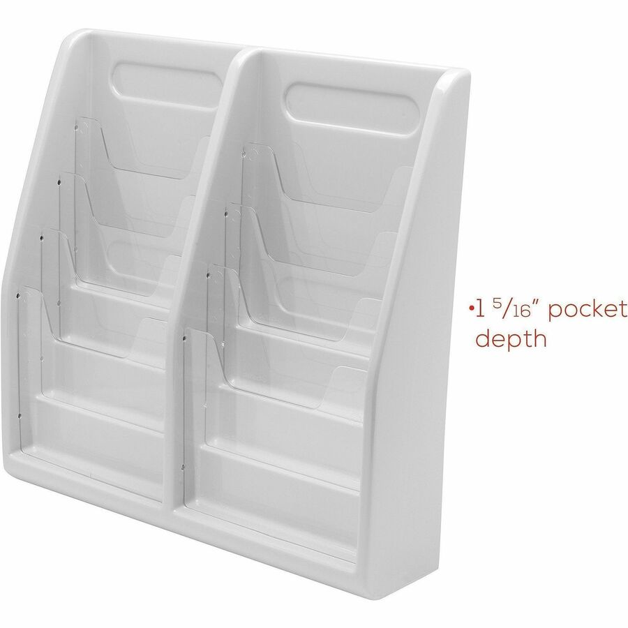 Deflecto Multi-Compartment Literature Display - 8 Pocket(s) - 19.75" Height x 20.25" Width x 5" Depth - Desktop - Durable, Lightweight - Gray - Plastic - 1 Each