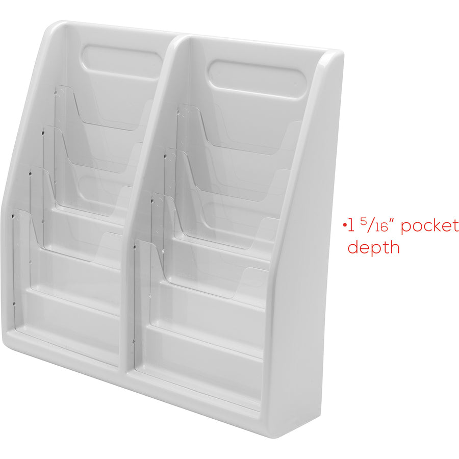 Deflecto Multi-Compartment Literature Display - 8 Pocket(s) - 19.75" Height x 20.25" Width x 5" Depth - Desktop - Durable, Lightweight - Gray - Plastic - 1 Each